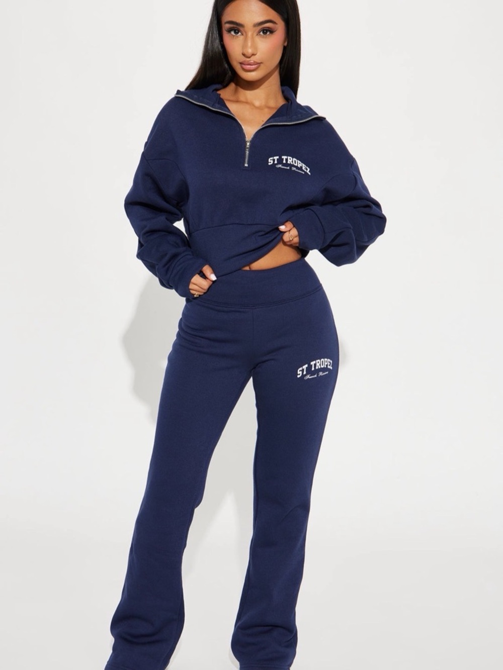 St. Tropez Navy Half-Zip Track Top and Joggers Set